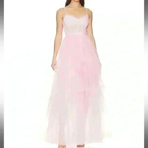 NWT BCBGMAXAZRIA Pink/Mauve Corset Tulle Tier “Taylor Swift” Gown Dress Size 12